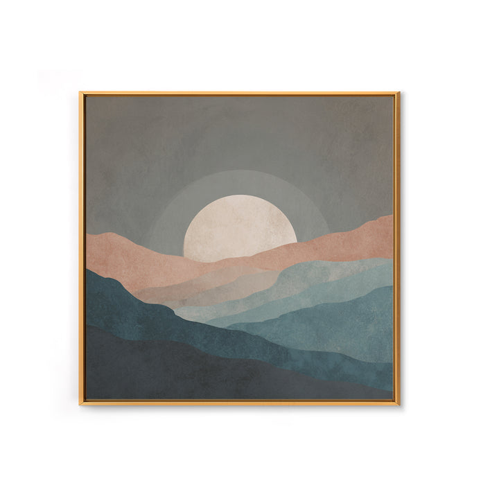 Moon Phase Arc Above Mountain Silhouette Canvas Print, Yoga Studio Art, Room Decor, Yoga Studio Decor, Fine Art, Balance, YSA-1x1-77