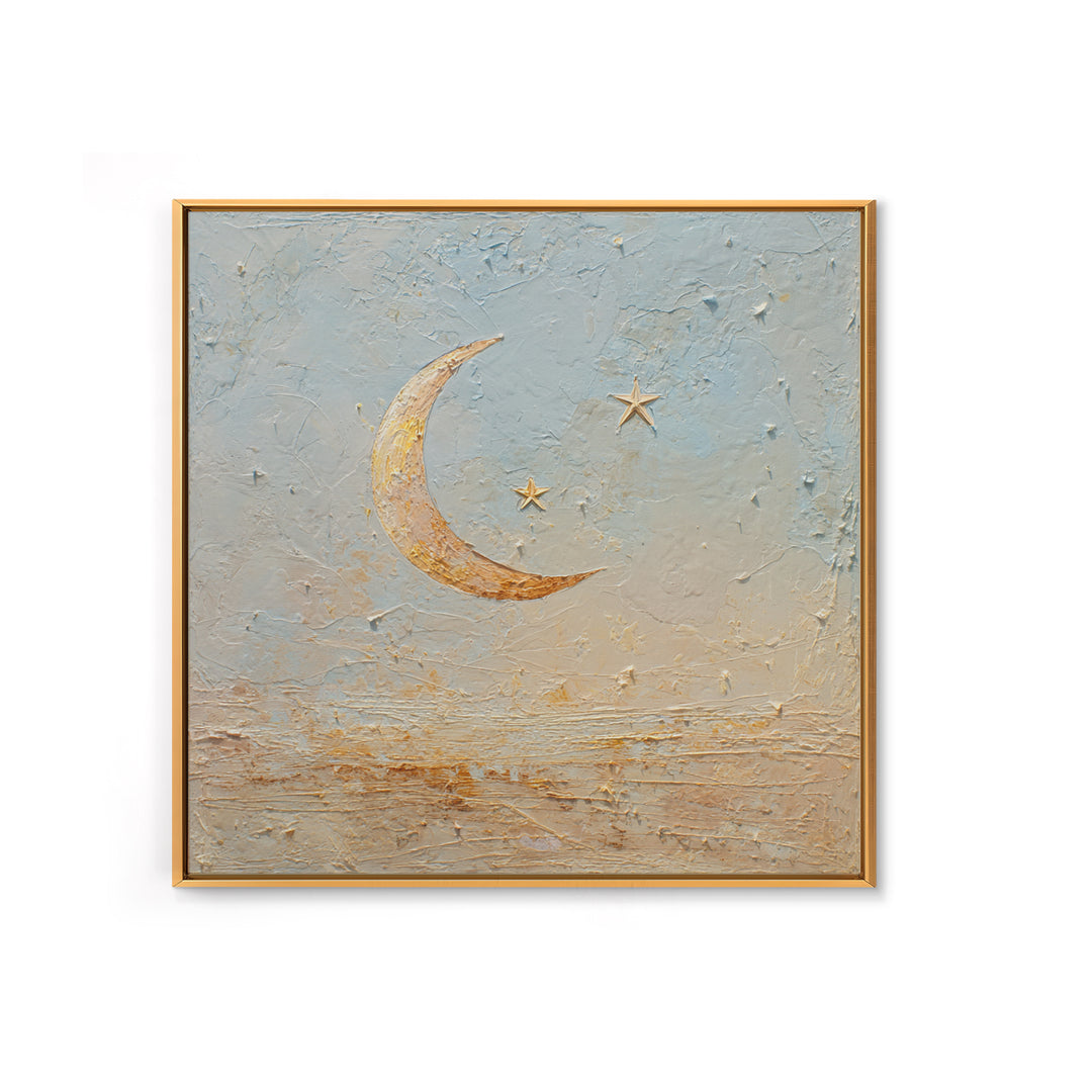 Crescent Moon and Stars Canvas Print, Yoga Studio Art, Southwest Decor, Yoga Studio Decor, Fine Art, Balance, Textured Painting, YSA-1x1-90