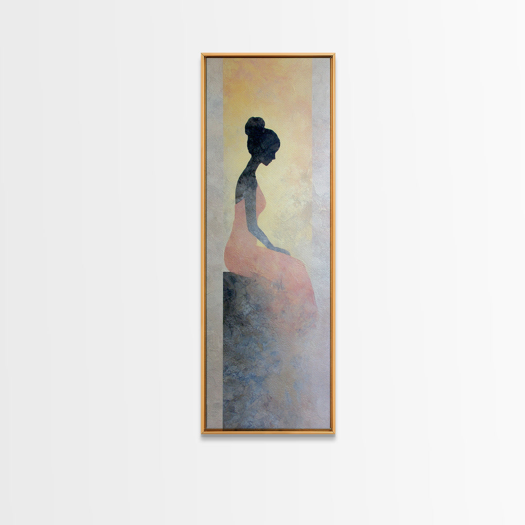 Soft Watercolor Aura Around Seated Figure Canvas Print, Yoga Studio Art, Wall Art, Yoga Studio Decor, Fine Art, Balance, YSA-1x3-35