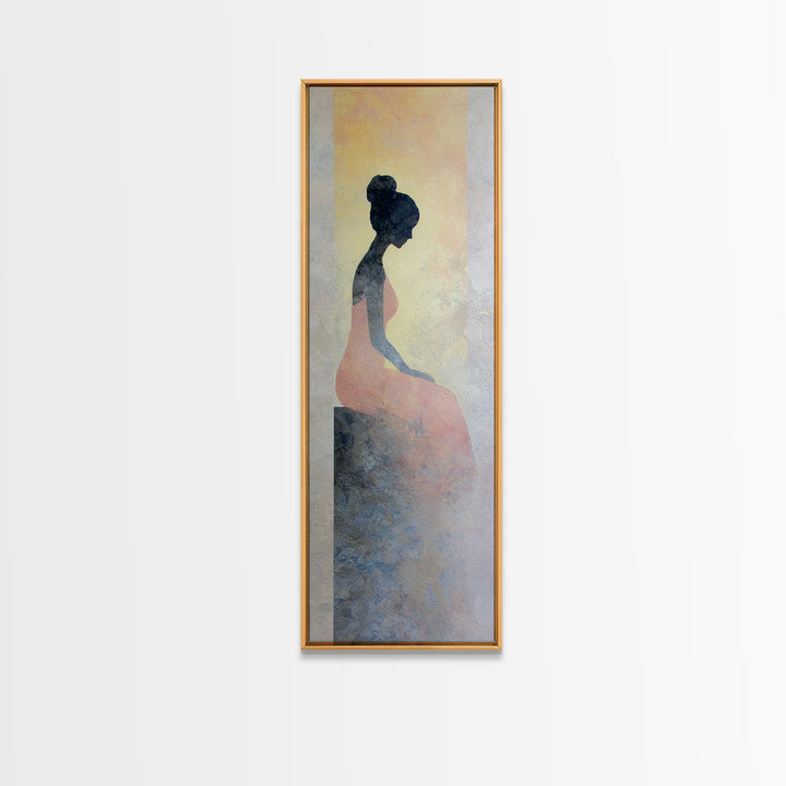 Soft Watercolor Aura Around Seated Figure Canvas Print, Yoga Studio Art, Wall Art, Yoga Studio Decor, Fine Art, Balance, YSA-1x3-35