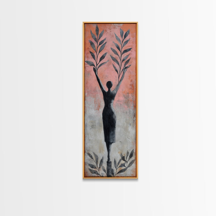 Tree Pose Figure Canvas Print, Yoga Studio Art, Zen Home Decor, Yoga Studio Decor, Oil Painting, Balance, Room Decor, YSA-1x3-42