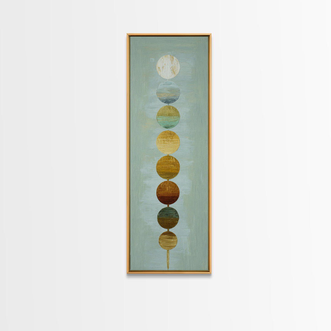 Chakra Color Circles Framed Canvas Print, Yoga Studio Art, Boho Wall Hanging, Yoga Studio Decor, Fine Art, Balance, YSA-1x3-50