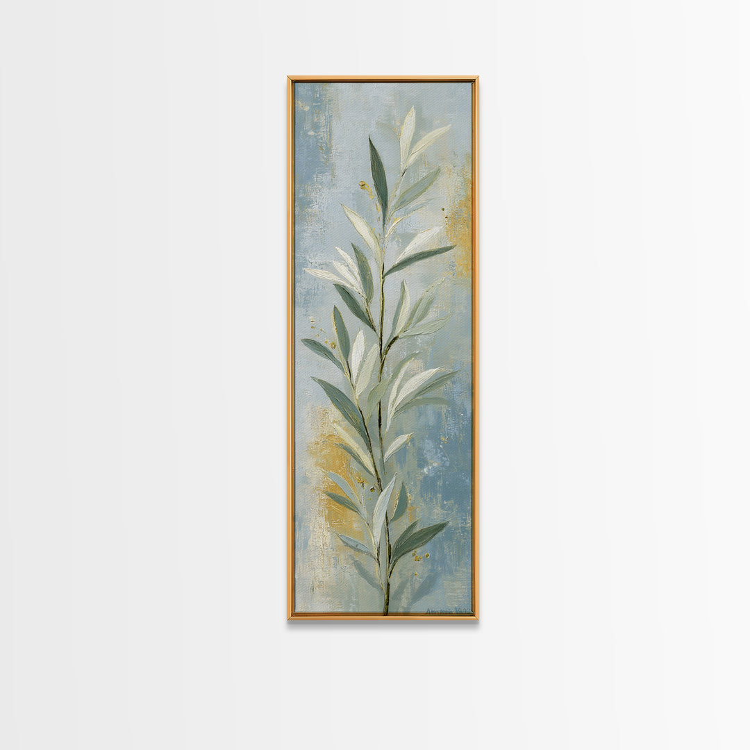 Sage Green Botanical Branch Study Framed Canvas Print, Yoga Studio Art, Neutral Decor, Yoga Studio Decor, Fine Art, Balance, YSA-1x3-53