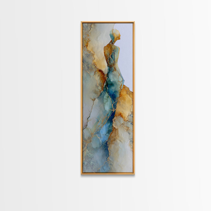 Soft Watercolor Aura Around Seated Figure Canvas Print, Yoga Studio Art, African American Art, Yoga Studio Decor, Balance, YSA-1x3-59