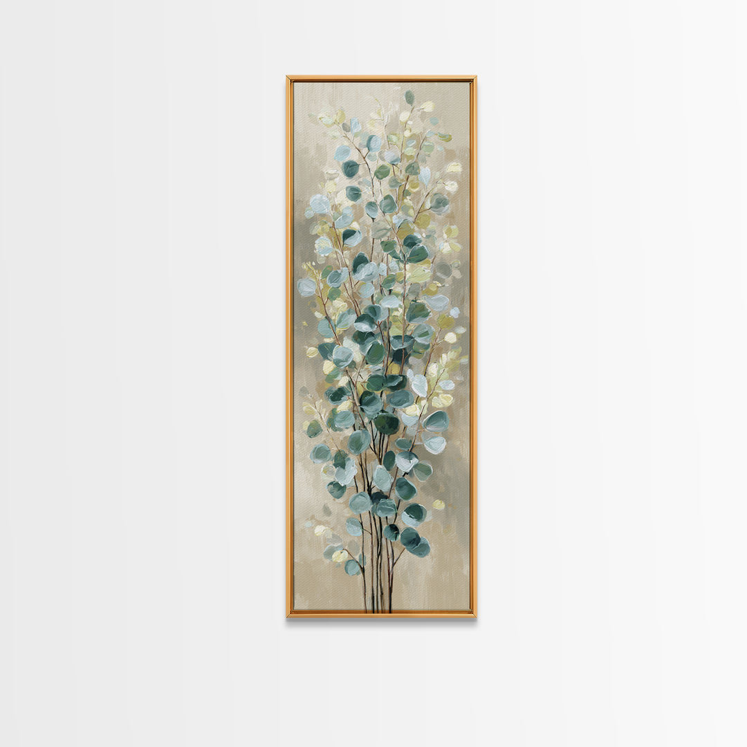 Sage Green Botanical Branch Study Canvas Print, Yoga Studio Art, Luxury Decor, Yoga Studio Decor, Balance, Living Room Decor, YSA-1x3-77
