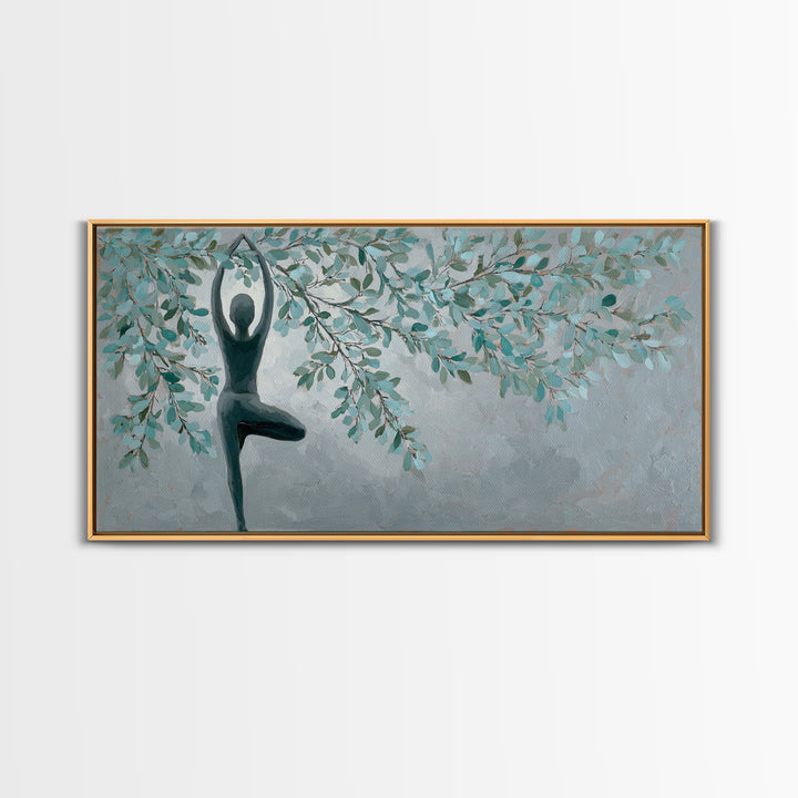 Tree Pose Figure Canvas Print, Yoga Studio Art, Boho Decor, Yoga Studio Decor, Balance, Bookshelf Decor, Printable Art, YSA-2x1-2