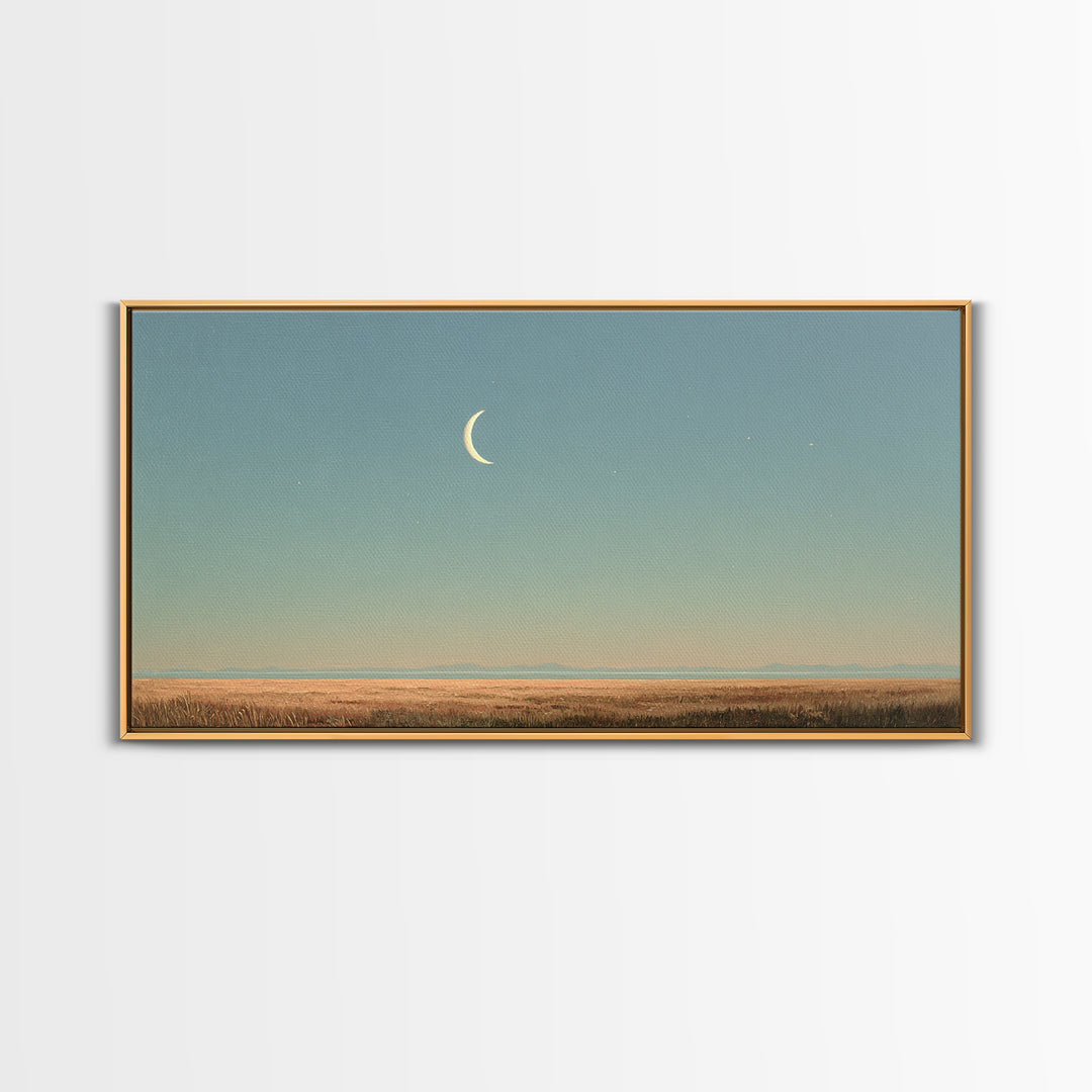 Crescent Moon and Stars Canvas Print, Yoga Studio Art, Room Decor, Yoga Studio Decor, Oil Painting, Balance, Wall Art Print, YSA-2x1-62