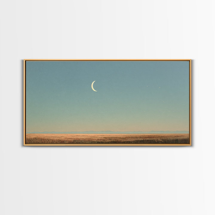 Crescent Moon and Stars Canvas Print, Yoga Studio Art, Room Decor, Yoga Studio Decor, Oil Painting, Balance, Wall Art Print, YSA-2x1-62