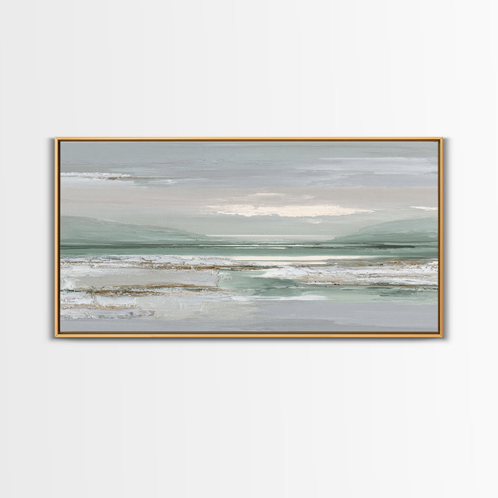 Peaceful Desert Horizon Framed Canvas Print, Yoga Studio Art, Nature Prints, Yoga Studio Decor, Oil Painting, Balance, YSA-2x1-80