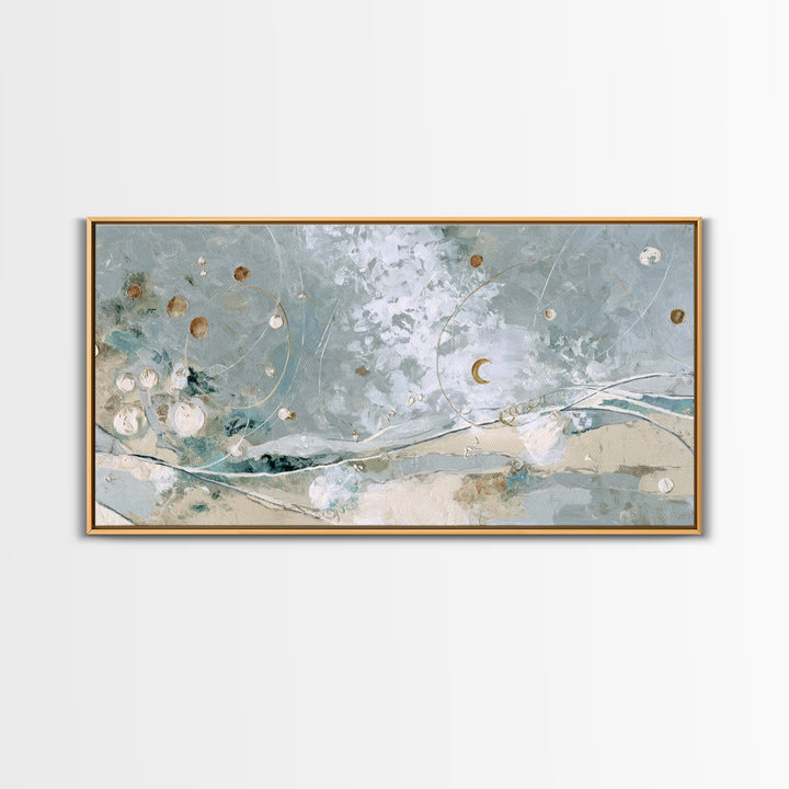 Crescent Moon and Stars Framed Canvas Print, Yoga Studio Art, Home Decor, Yoga Studio Decor, Fine Art, Balance, Custom Wall Art, YSA-2x1-86