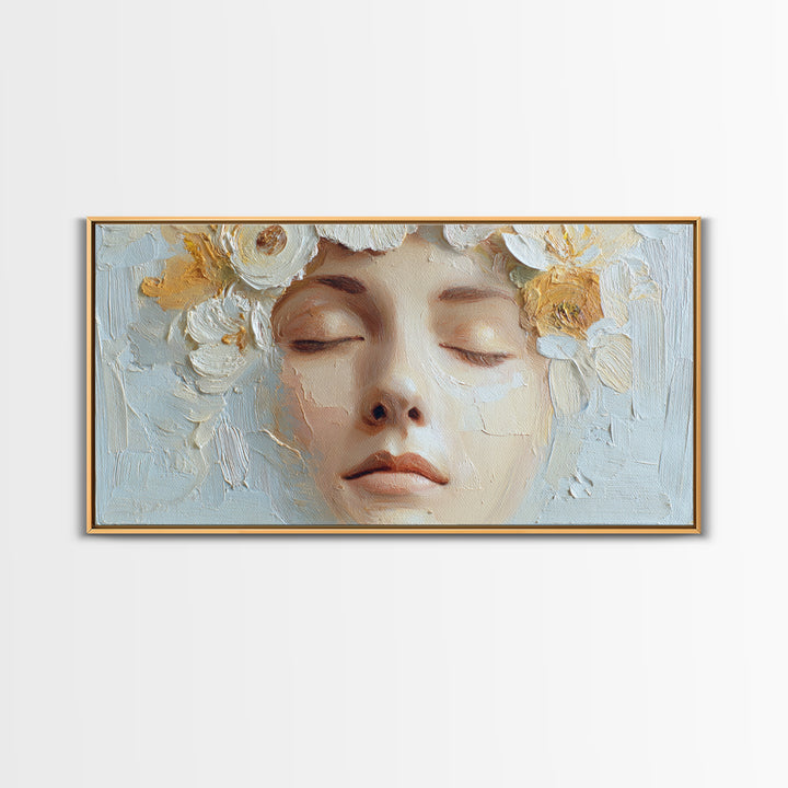 Closed Eye Face Framed Canvas Print, Yoga Studio Art, Yoga Studio Decor, Watercolor Art, Balance, Bedroom Wall Art, YSA-2x1-9