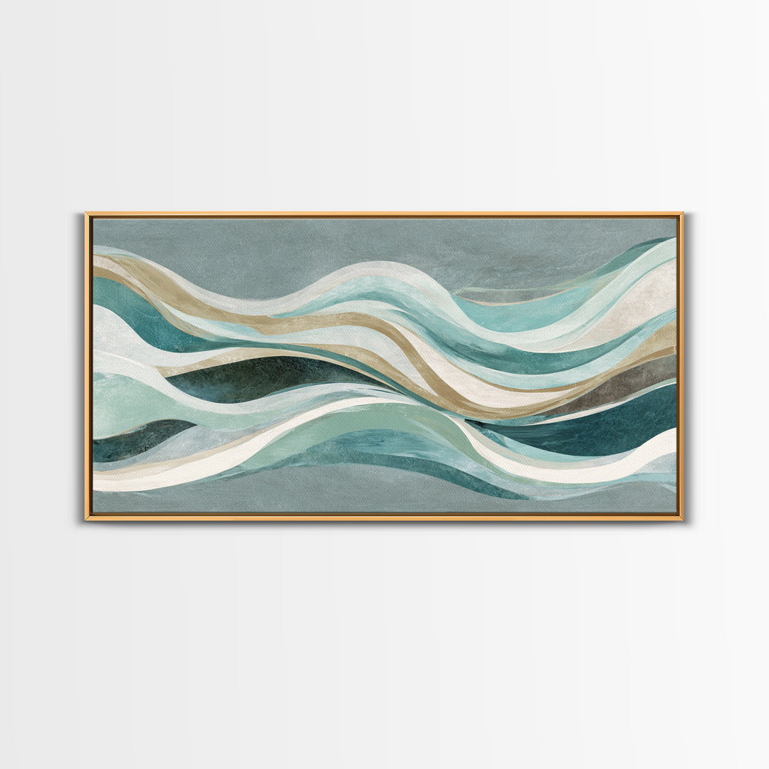 Abstract Breath Waves Framed Canvas Print, Yoga Studio Art, Large Wall Decor, Yoga Studio Decor, Abstract Art, Balance, YSA-2x1-99