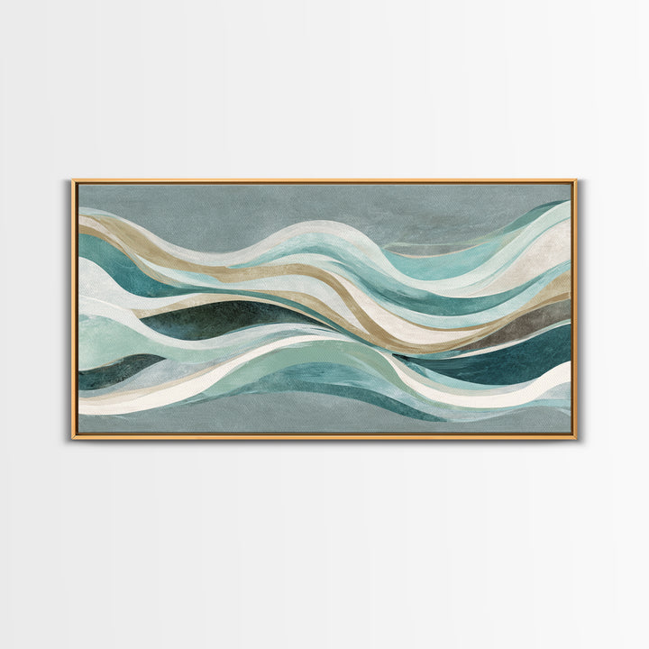 Abstract Breath Waves Framed Canvas Print, Yoga Studio Art, Large Wall Decor, Yoga Studio Decor, Abstract Art, Balance, YSA-2x1-99
