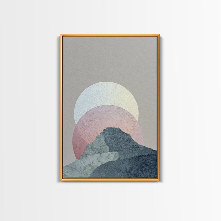 Moon Phase Arc Above Mountain Silhouette Canvas Print, Yoga Studio Art, Living Room Wall Art, Yoga Studio Decor, Balance, YSA-2x3-61