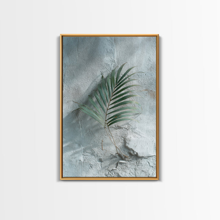 Gentle Palm Leaf Shadow on Plaster Framed Canvas Print, Yoga Studio Art, Yoga Gift, Yoga Studio Decor, Watercolor Art, Balance, YSA-2x3-8