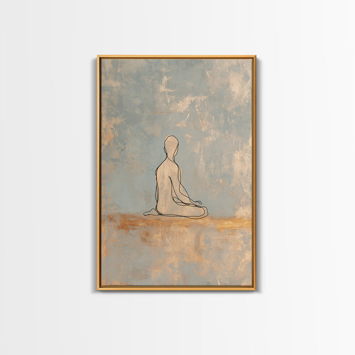 Minimal Yoga Pose Line Drawing Canvas Print, Yoga Studio Art, Bookshelf Decor, Yoga Studio Decor, Abstract Art, Balance, YSA-2x3-82