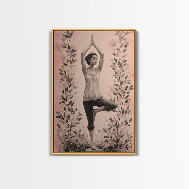 Tree Pose Figure Canvas Print, Yoga Studio Art, Printable Art, Yoga Studio Decor, Fine Art, Balance, Art Nouveau Decor, YSA-2x3-86
