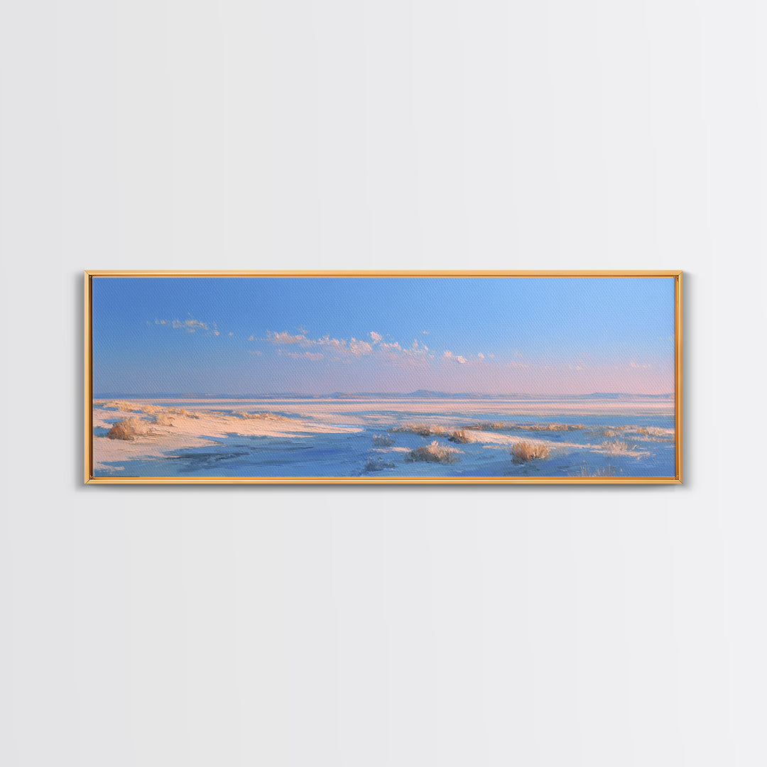 Peaceful Desert Horizon Framed Canvas Print, Yoga Studio Art, Southwest Decor, Yoga Studio Decor, Fine Art, Balance, YSA-3x1-28