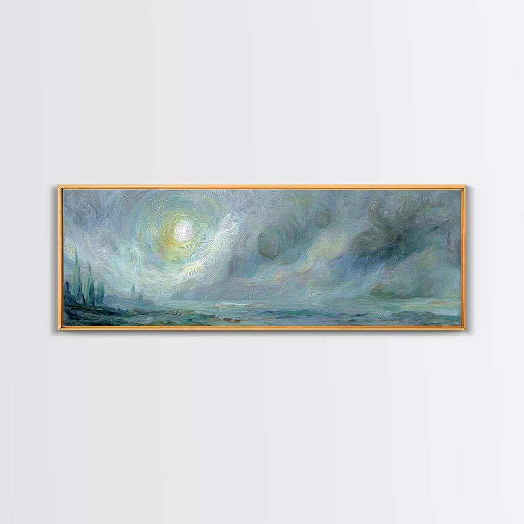 Crescent Moon and Stars Framed Canvas Print, Yoga Studio Art, Metal Wall Decor, Yoga Studio Decor, Fine Art, Balance, YSA-3x1-58
