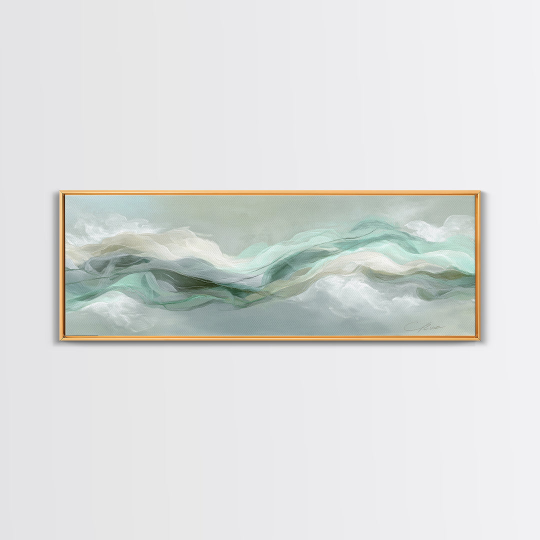 Abstract Breath Waves Canvas Print, Yoga Studio Art, Living Room Wall Art, Yoga Studio Decor, Balance, Black and White Art, YSA-3x1-71