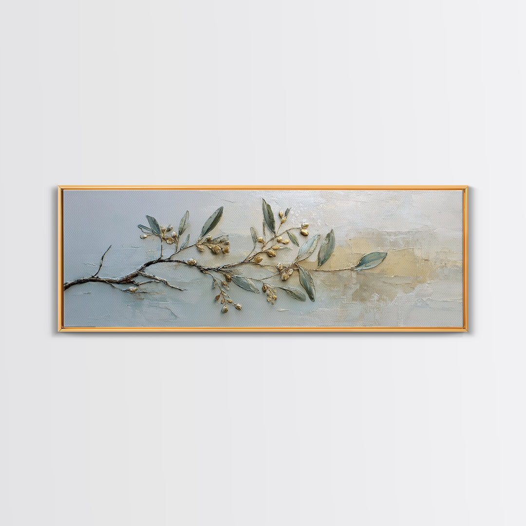 Sage Green Botanical Branch Study Framed Canvas Print, Yoga Studio Art, Bedroom Wall Art, Yoga Studio Decor, Fine Art, Balance, YSA-3x1-9