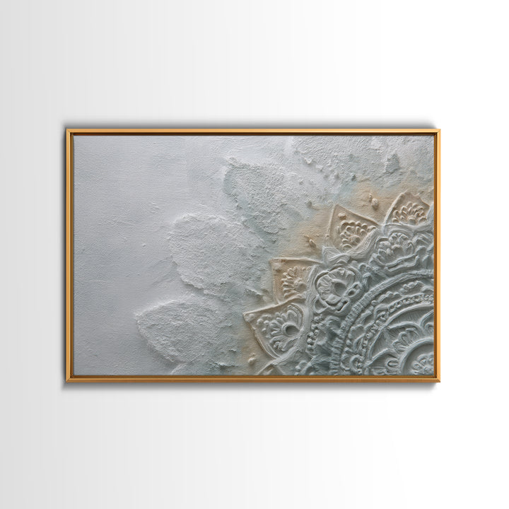 Mandala in Soft Earth Tones Canvas Print, Yoga Studio Art, Black and White Art, Yoga Studio Decor, Oil Painting, Balance, YSA-3x2-37