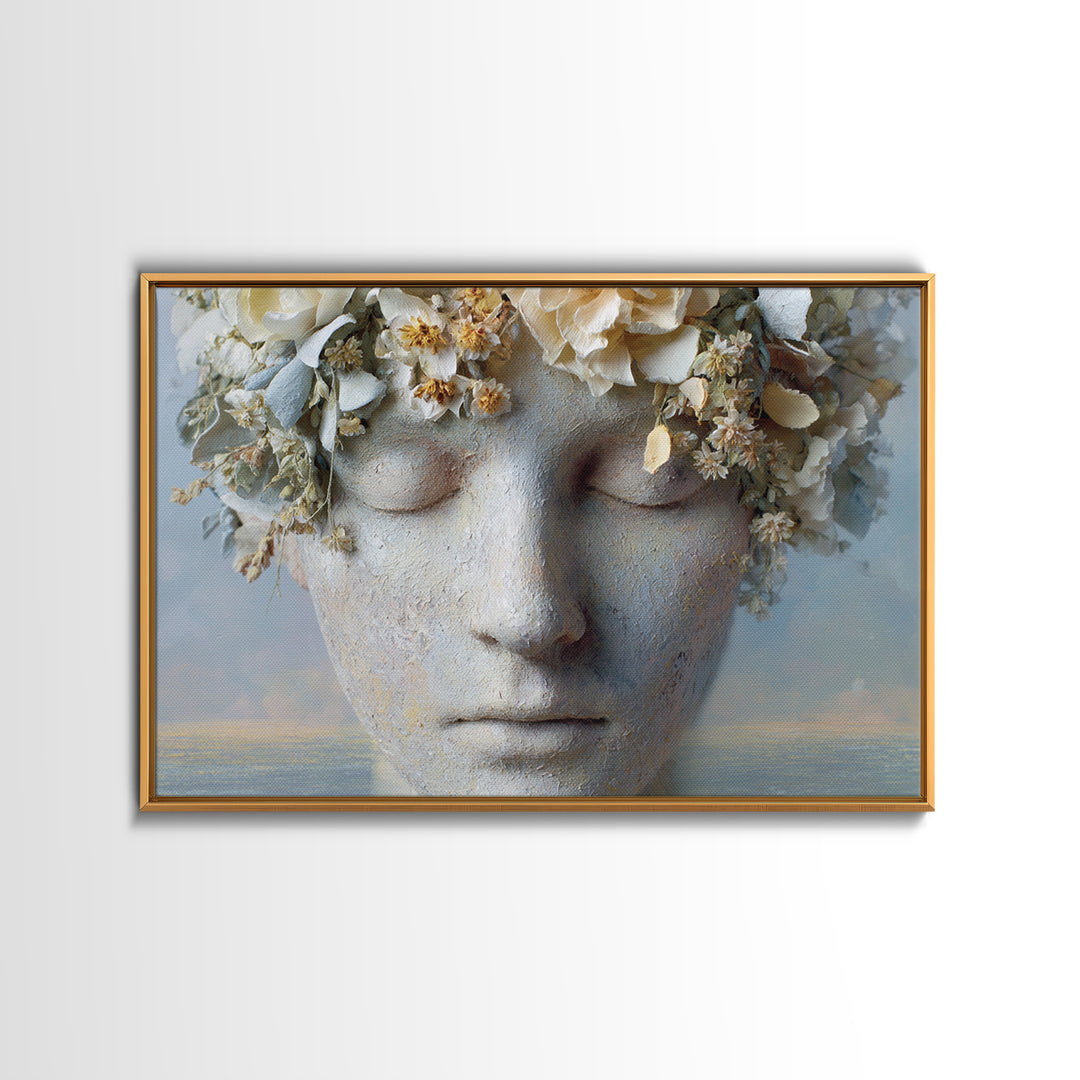 Closed Eye Face Framed Canvas Print, Yoga Studio Art, Boho Art, Yoga Studio Decor, Fine Art, Balance, Fine Art Print, YSA-3x2-41