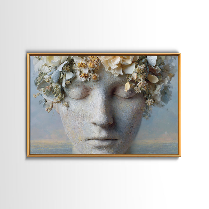 Closed Eye Face Framed Canvas Print, Yoga Studio Art, Boho Art, Yoga Studio Decor, Fine Art, Balance, Fine Art Print, YSA-3x2-41