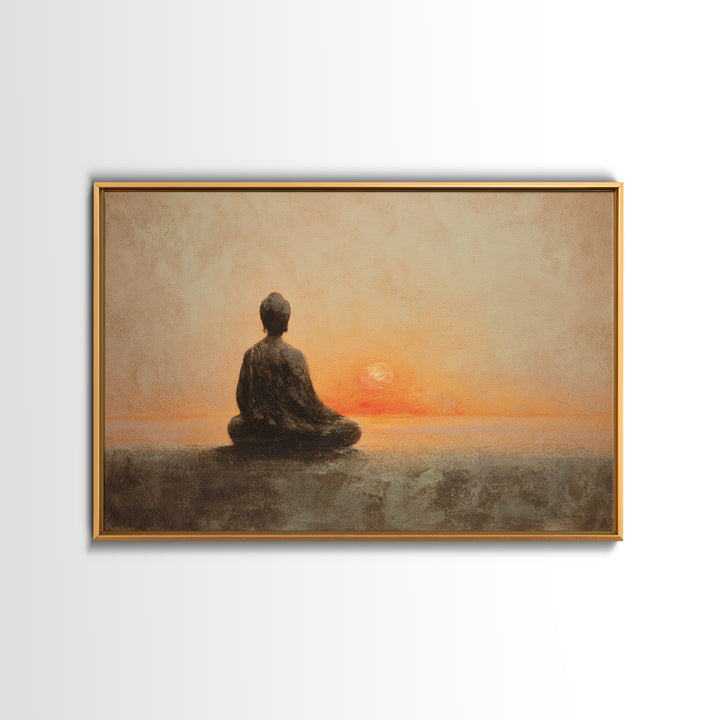 Seated Meditation Figure Framed Canvas Print, Yoga Studio Art, Gallery Decor, Yoga Studio Decor, Oil Painting, Balance, YSA-3x2-77