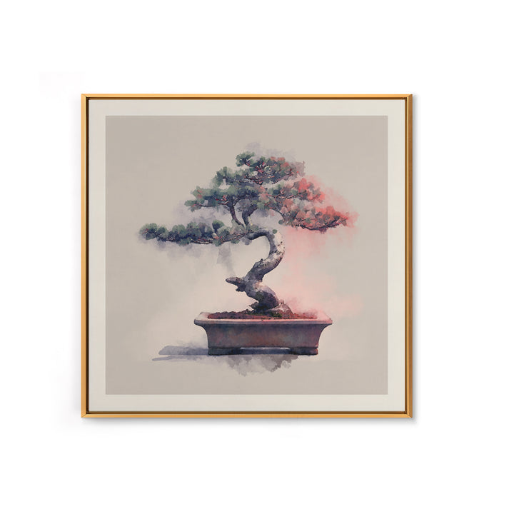 Bonsai Tree in Simple Ceramic Pot Framed Canvas Print, Zen Art, Wall Decor, Living Room Decor, Fine Art, Zen, Japanese Wall Art, ZEN-1x1-12