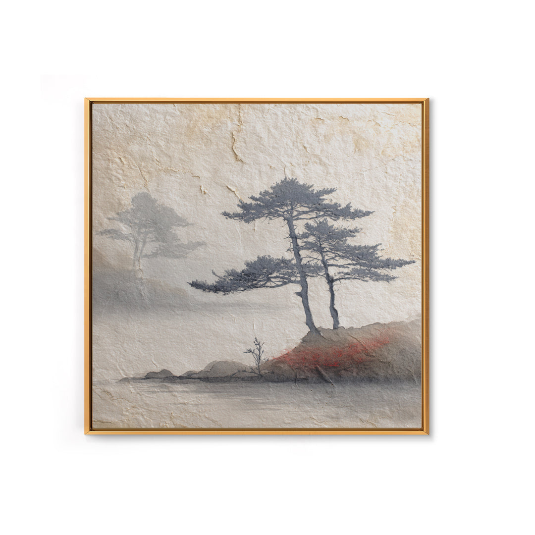 Soft Pine Silhouette Canvas Print, Zen Art, Boho Wall Decor, Living Room Decor, Oil Painting, Zen, Wabi Sabi Art, ZEN-1x1-15