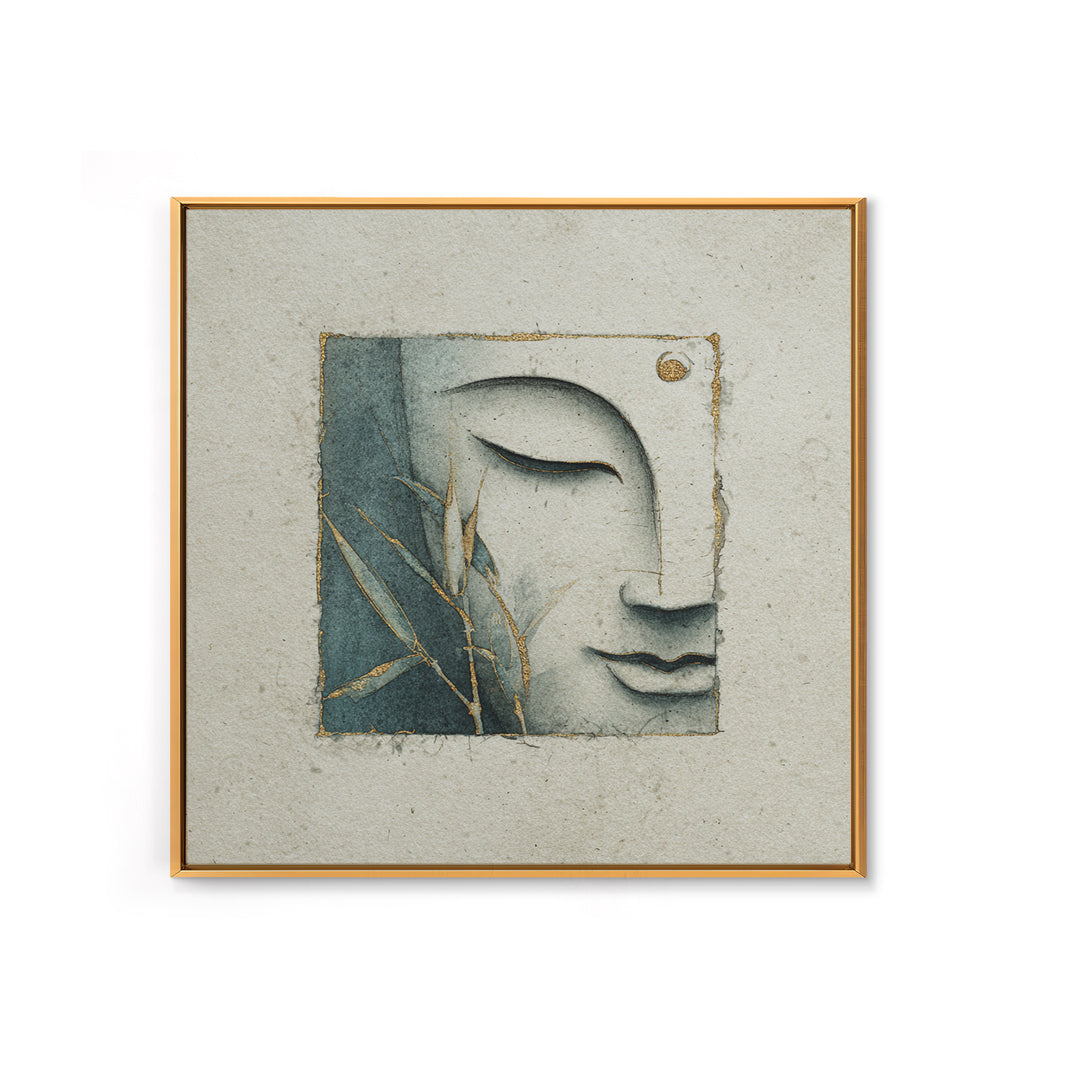 Calm Face with Closed Eyes and Simple Canvas Print, Zen Art, Japanese Decor, Living Room Decor, Fine Art, Zen, Luxury Decor, ZEN-1x1-22