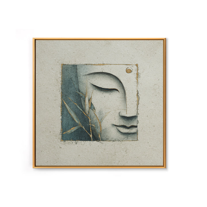 Calm Face with Closed Eyes and Simple Canvas Print, Zen Art, Japanese Decor, Living Room Decor, Fine Art, Zen, Luxury Decor, ZEN-1x1-22
