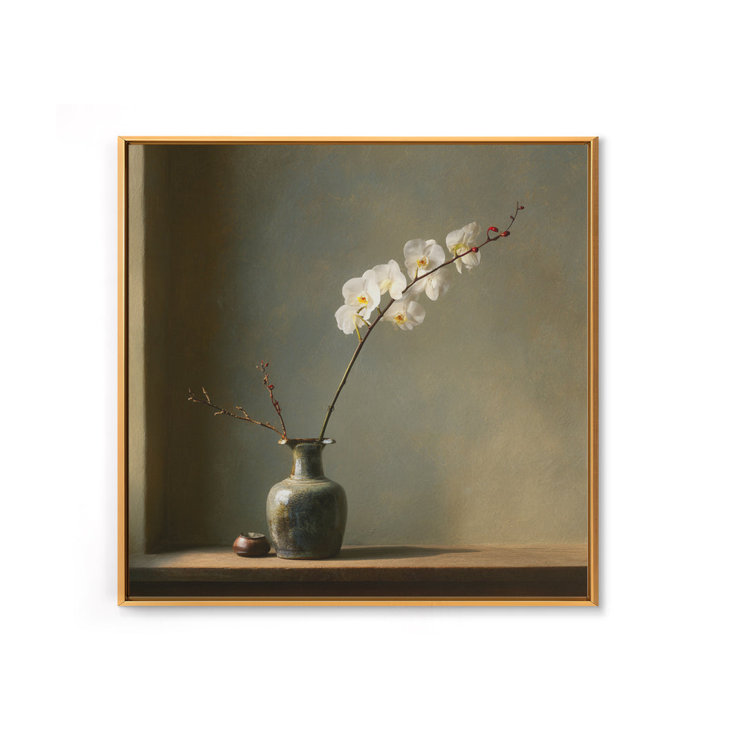 Single Orchid Stem Canvas Print, Zen Art, Living Room Decor, Fine Art, Zen, Japanese Decor, Flower Print, Neutral Wall Art, ZEN-1x1-23