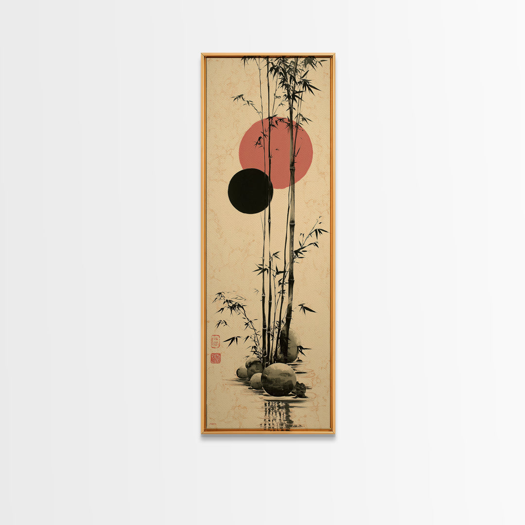 Single Black Ens Circle on Warm Paper Canvas Print, Zen Art, Original Painting, Living Room Decor, Zen, Abstract Painting, ZEN-1x3-37