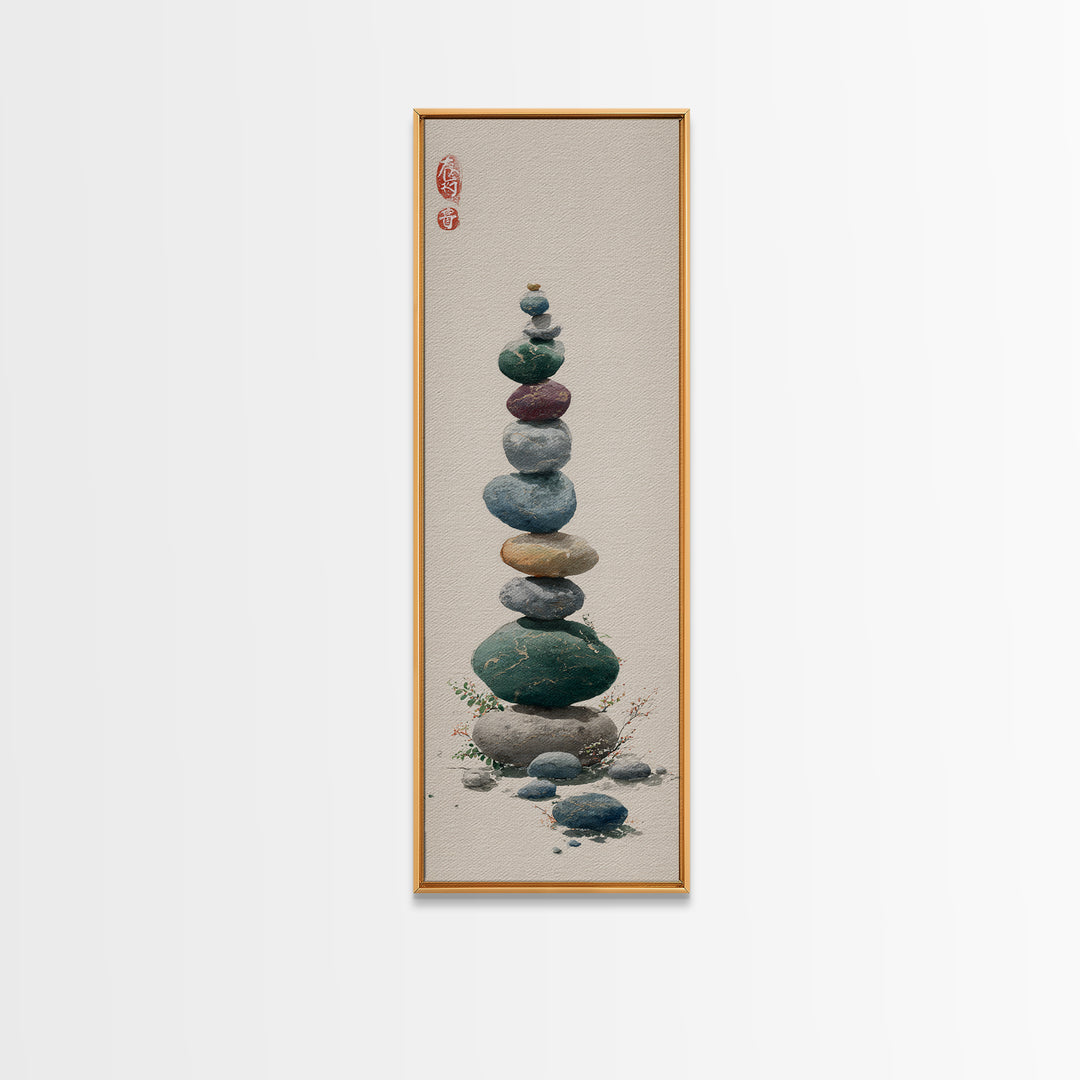Smooth Pebbles Arranged Framed Canvas Print, Zen Art, Contemporary Art, Living Room Decor, Fine Art, Zen, Wall Art, Home Decor, ZEN-1x3-47