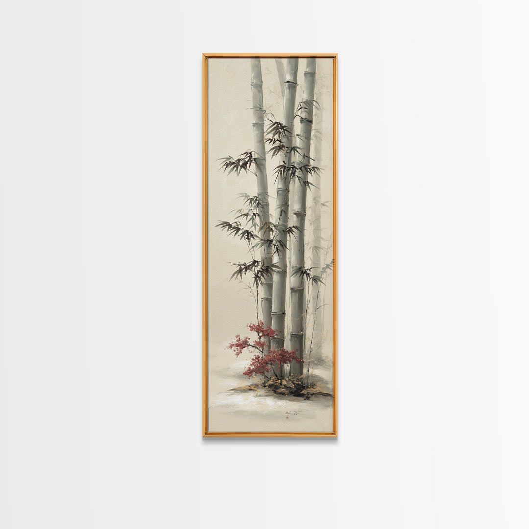 Bamboo Stalks in Sparse Ink Wash Framed Canvas Print, Zen Art, Minimalist Decor, Living Room Decor, Zen, Printable Art, ZEN-1x3-62