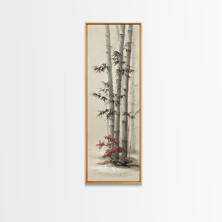 Bamboo Stalks in Sparse Ink Wash Framed Canvas Print, Zen Art, Minimalist Decor, Living Room Decor, Zen, Printable Art, ZEN-1x3-62
