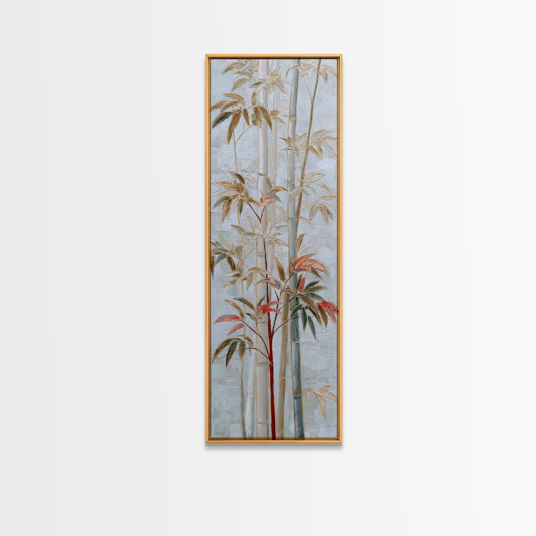 Minimal Bamboo Leaves Canvas Print, Zen Art, Abstract Art, Living Room Decor, Zen, Wabi Sabi Wall Art, Extra Large Wall Art, ZEN-1x3-77