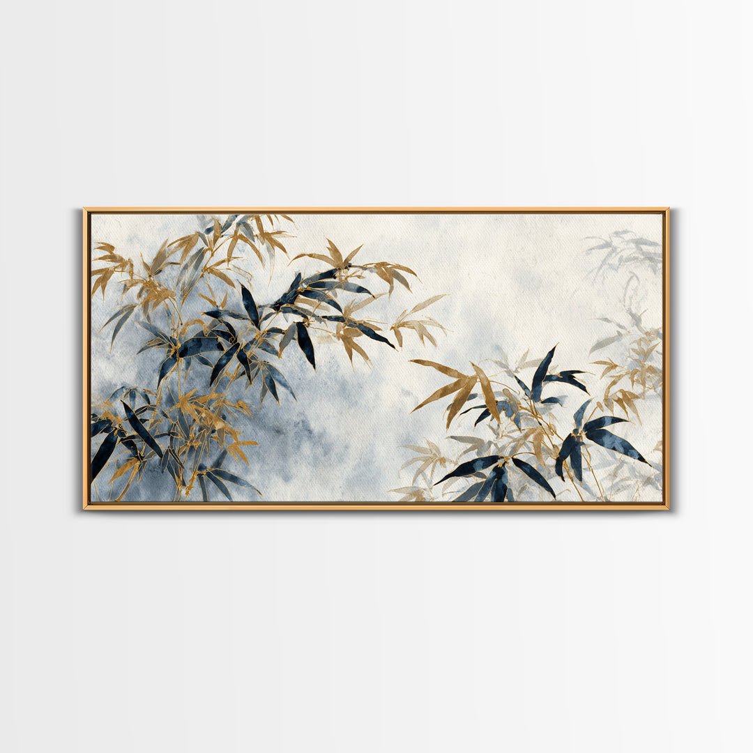 Minimal Bamboo Leaves Framed Canvas Print, Zen Art, Printable Art, Living Room Decor, Zen, Nature Prints, Japanese Decor, ZEN-2x1-13