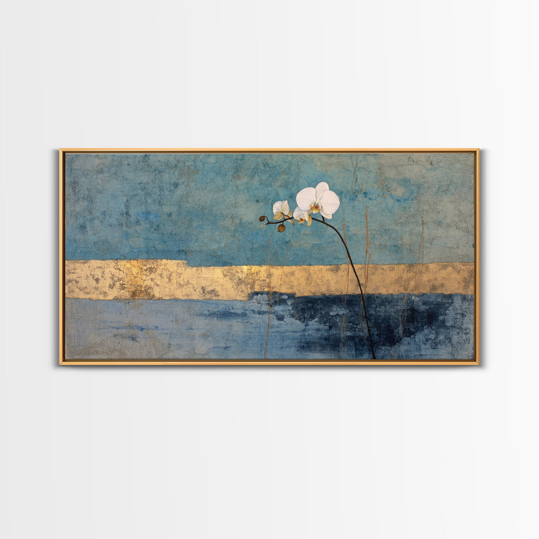 Single Orchid Stem Framed Canvas Print, Zen Art, Contemporary Art, Living Room Decor, Fine Art, Zen, Wall Art, Home Decor, ZEN-2x1-19