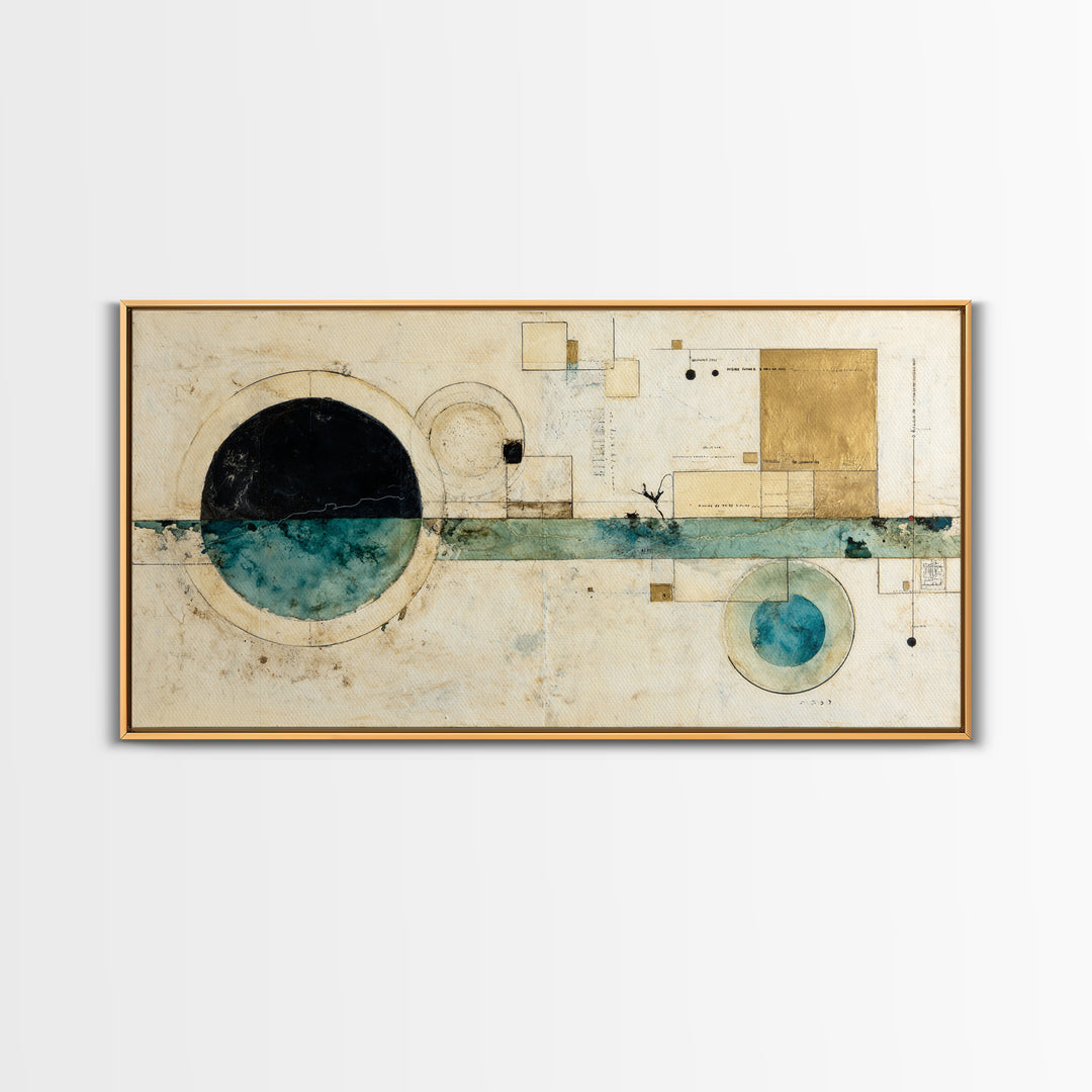 Abstract Balance of Circle Square and Line Canvas Print, Zen Art, Minimalist Wall Art, Living Room Decor, Abstract Art, Zen, ZEN-2x1-63