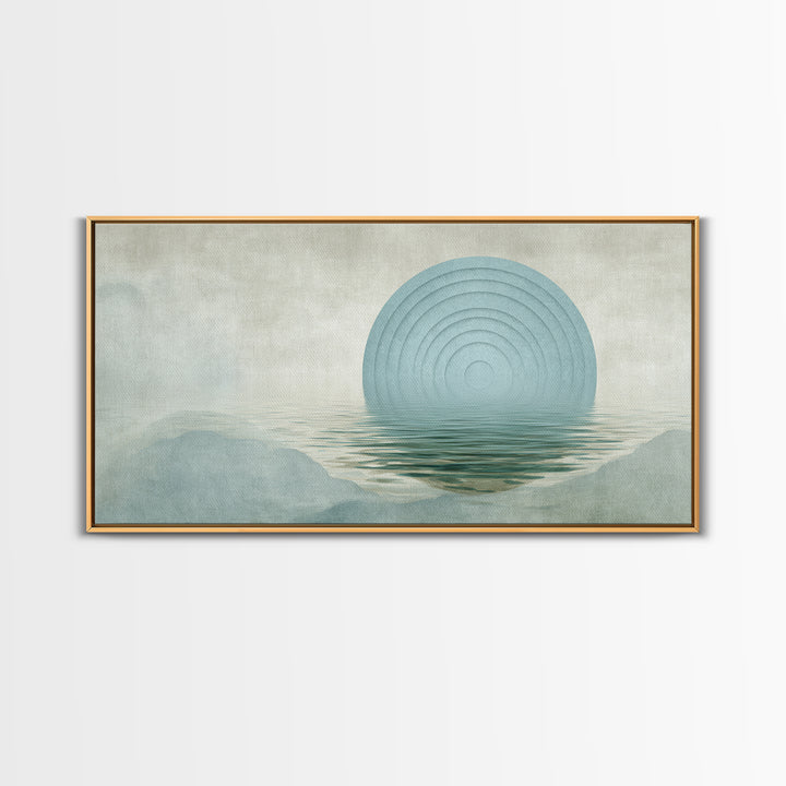 Water Ripple Circle Framed Canvas Print, Zen Art, Digital Print, Living Room Decor, Fine Art, Zen, Extra Large Wall Art, ZEN-2x1-9