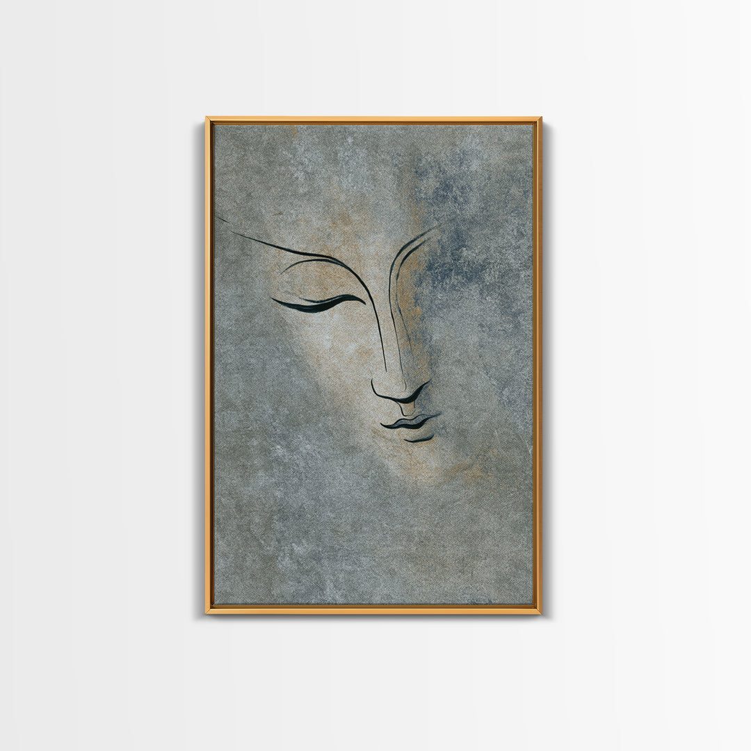 Calm Face with Closed Eyes and Simple Canvas Print, Zen Art, Abstract Art, Living Room Decor, Fine Art, Zen, Wabi Sabi Wall Art, ZEN-2x3-54