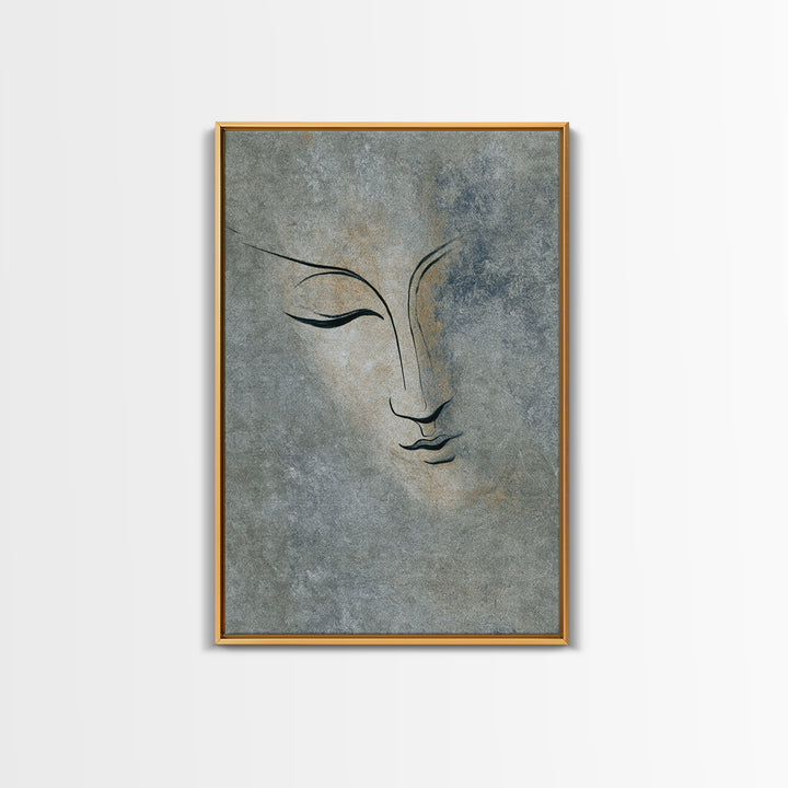 Calm Face with Closed Eyes and Simple Canvas Print, Zen Art, Abstract Art, Living Room Decor, Fine Art, Zen, Wabi Sabi Wall Art, ZEN-2x3-54