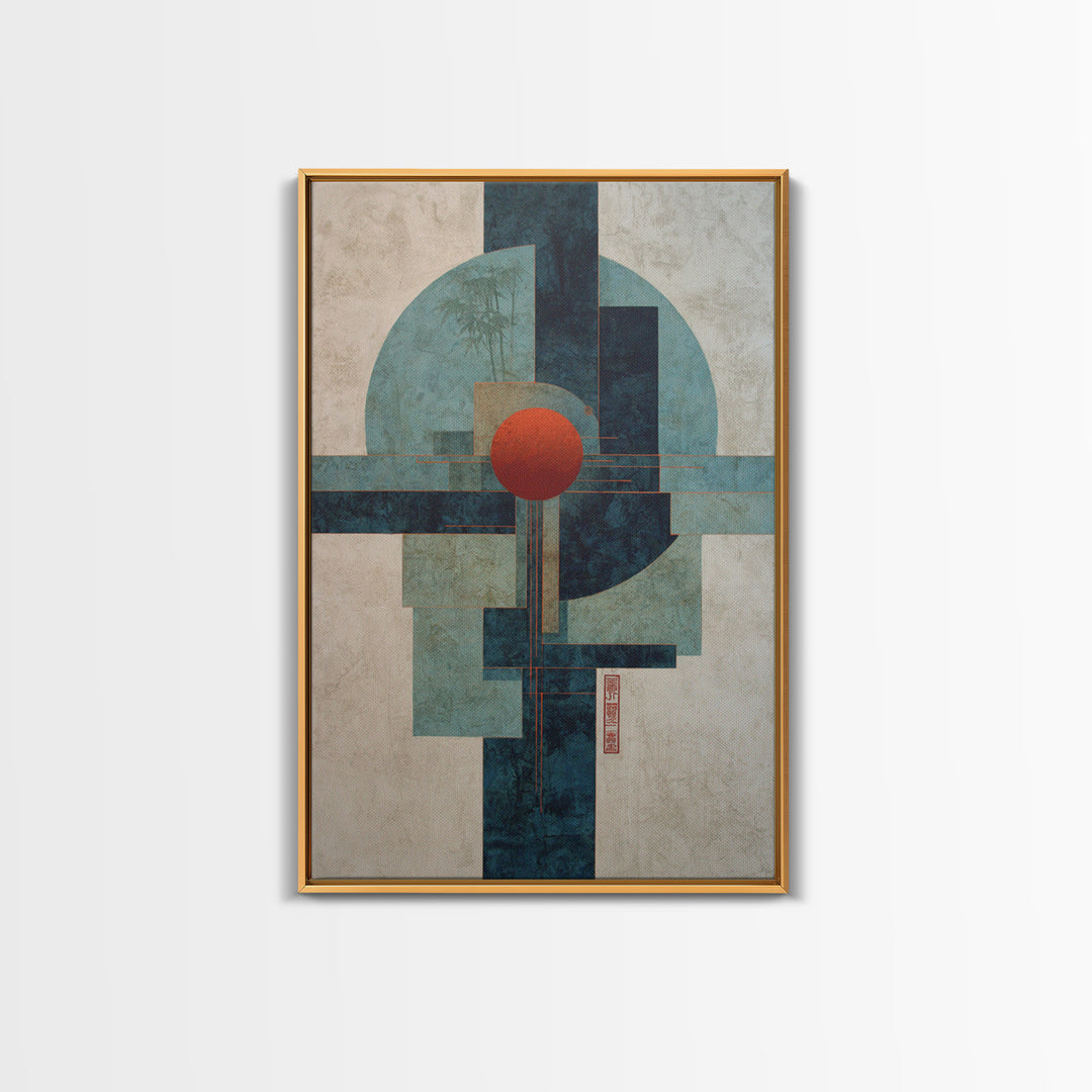 Abstract Balance of Circle Square and Line Framed Canvas Print, Zen Art, Contemporary Art, Living Room Decor, Abstract Art, Zen, ZEN-2x3-75
