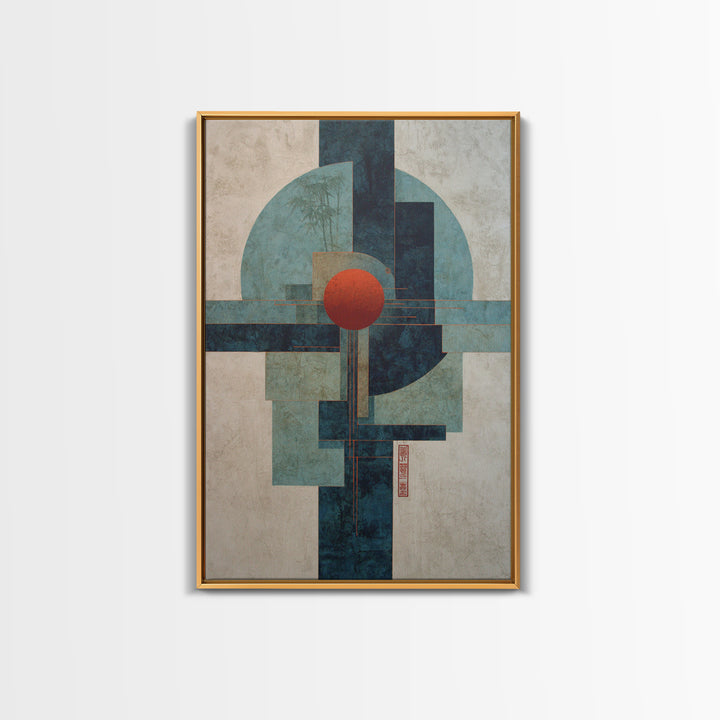 Abstract Balance of Circle Square and Line Framed Canvas Print, Zen Art, Contemporary Art, Living Room Decor, Abstract Art, Zen, ZEN-2x3-75