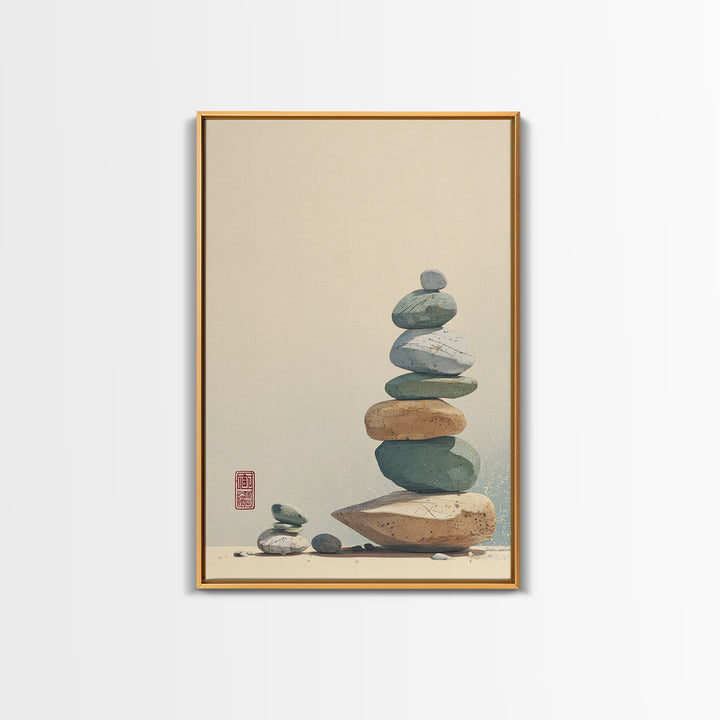 Smooth Pebbles Arranged Canvas Print, Zen Art, Textured Painting, Living Room Decor, Fine Art, Zen, Abstract Art, Digital Print, ZEN-2x3-91