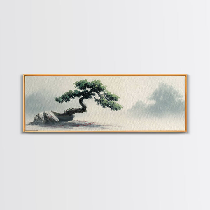 Bonsai Tree in Simple Ceramic Pot Canvas Print, Zen Art, Living Room Decor, Abstract Art, Zen, Abstract Painting, ZEN-3x1-100