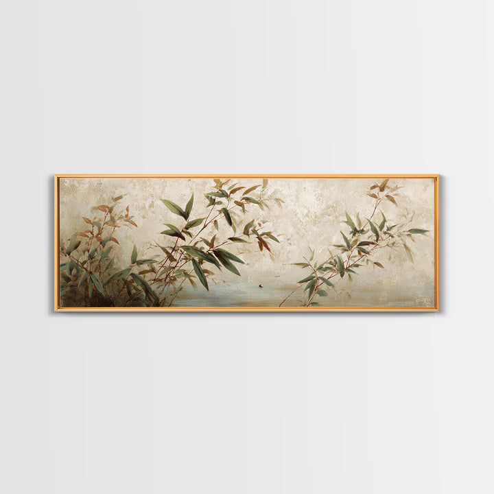 Minimal Bamboo Leaves Canvas Print, Zen Art, Wabi Sabi Art, Living Room Decor, Fine Art, Zen, Minimalist Decor, Wall Art, ZEN-3x1-33